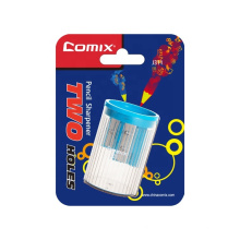 Comix high quality 2 holes barrel plastic pencil sharpener for students